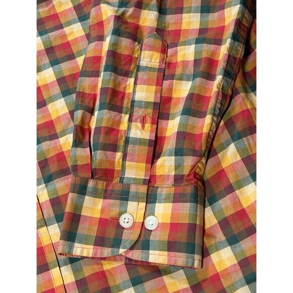 LL Bean Shirt Mens Medium Tall MT Plaid Long Sleeve Button Up Fall Colors - Picture 8 of 9